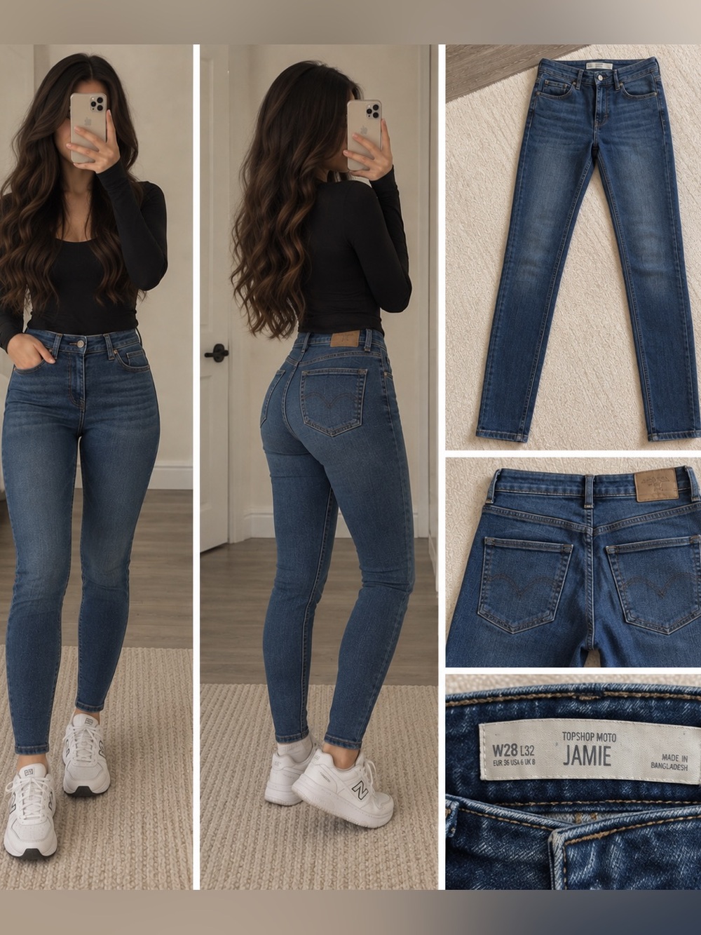 Topshop Jamie High-Rise Skinny Jeans in Dark Blue Wash